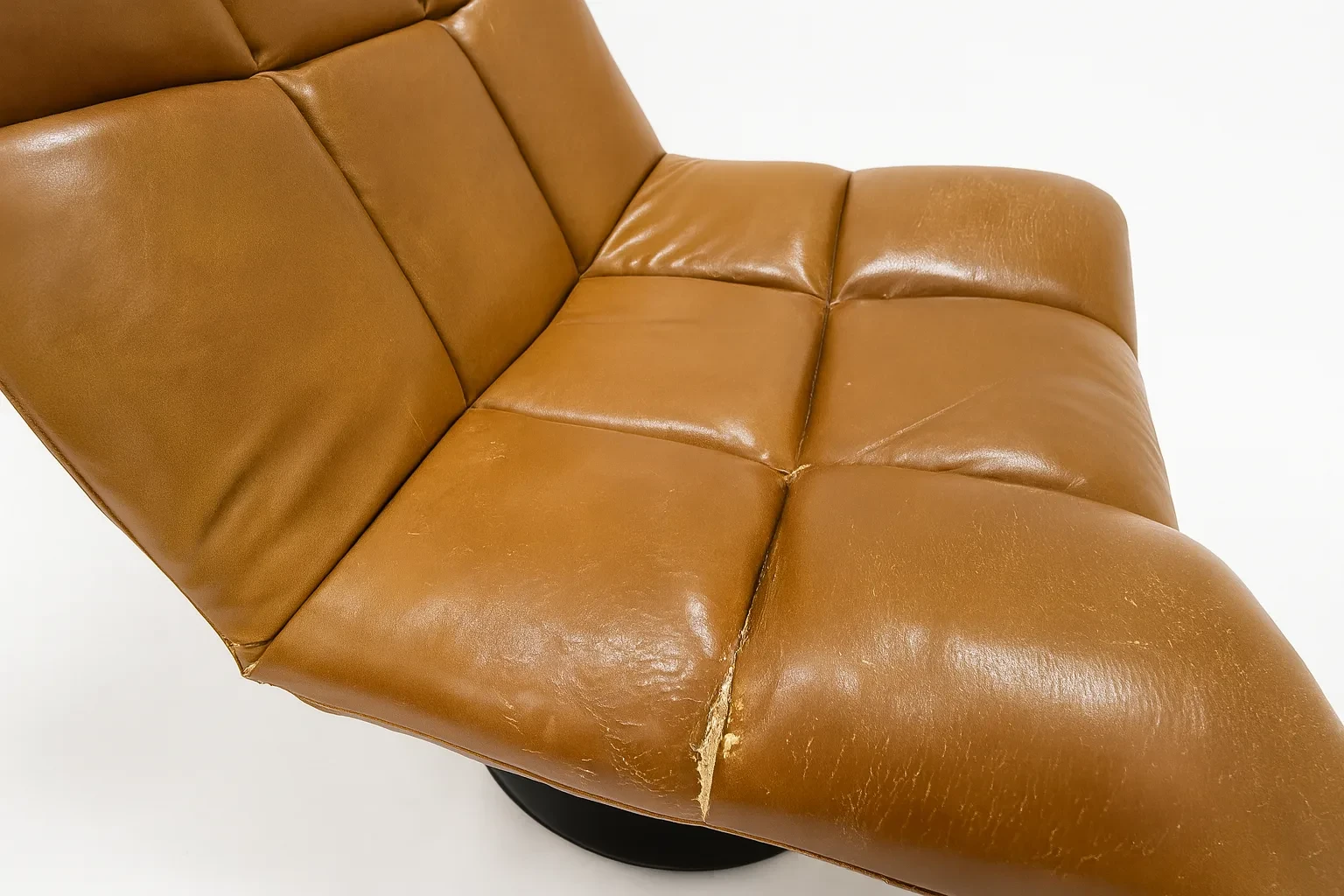 Cognac leren loungefauteuil met draaivoet