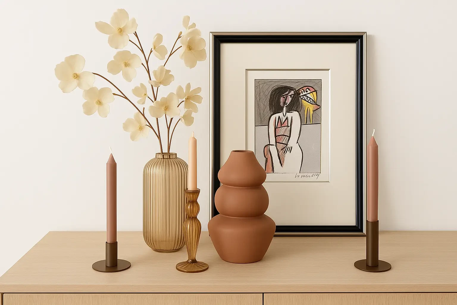 Decoratie set (vazen, kandelaars & kaarsen)