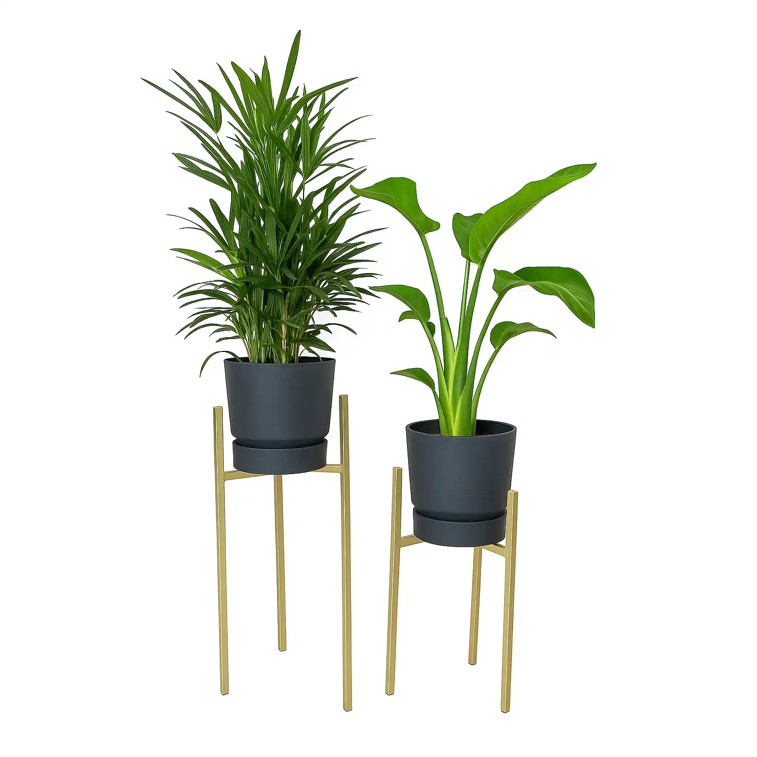 Gouden plantenstandaard (2 stuks, groot en klein)