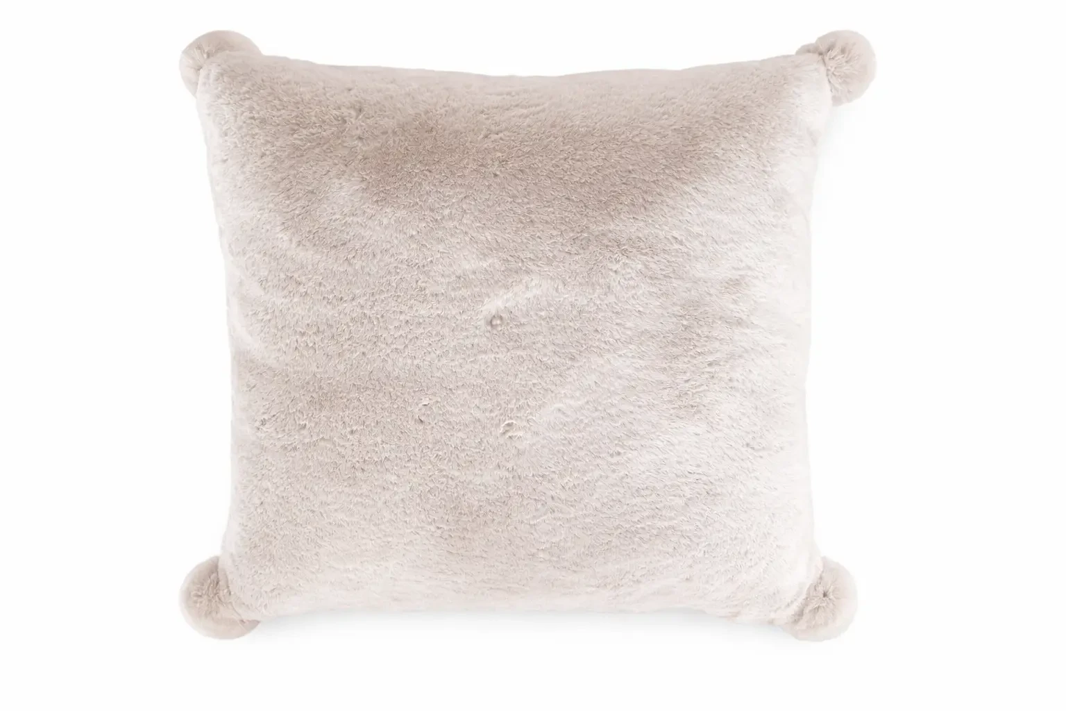 Fluffy beige kussen met pom-pom