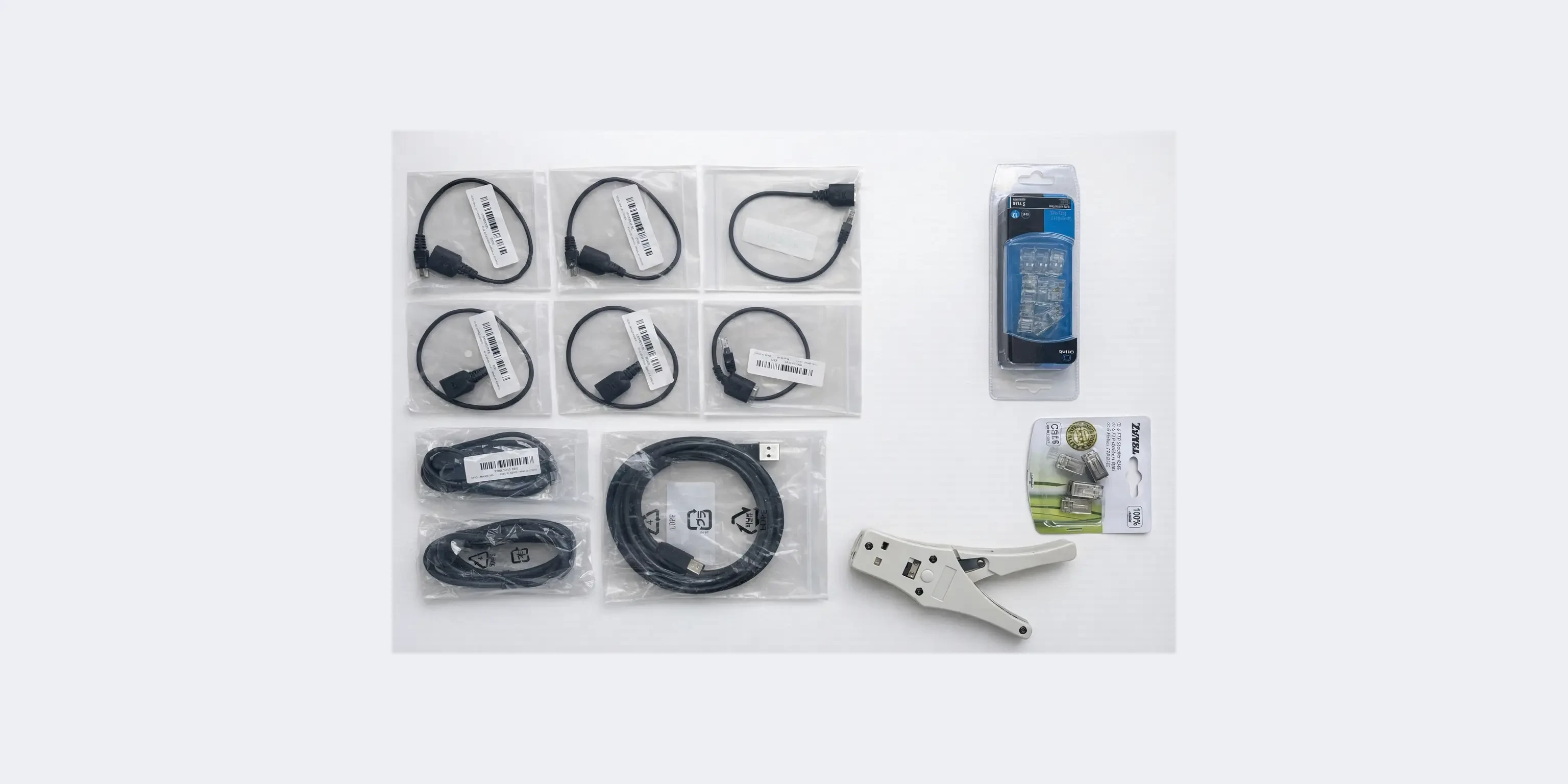 Netwerk & kabel accessoires-set | RJ45 connectors, kabels en krimptang
