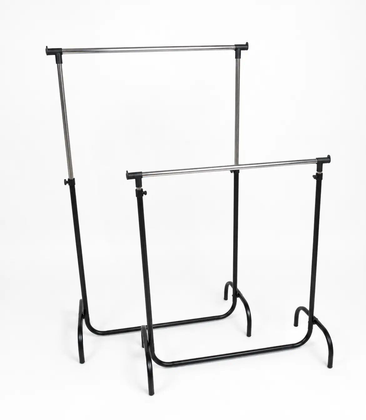 Kledingrek – Verstelbaar – Zwart / Chroom – Set van 2