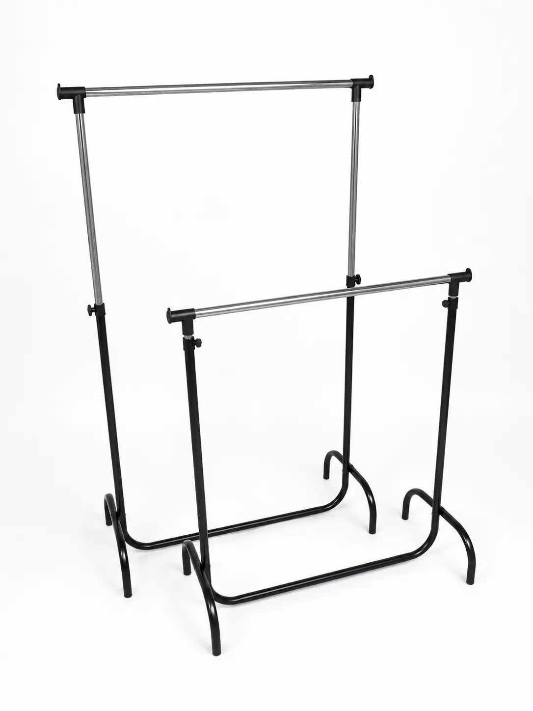 Kledingrek – Verstelbaar – Zwart / Chroom – Set van 2